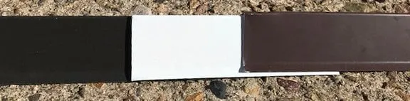 Drip edge samples in charcoal, white and dark brown