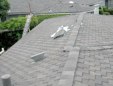 Shingle roof with new roof vents along the slope